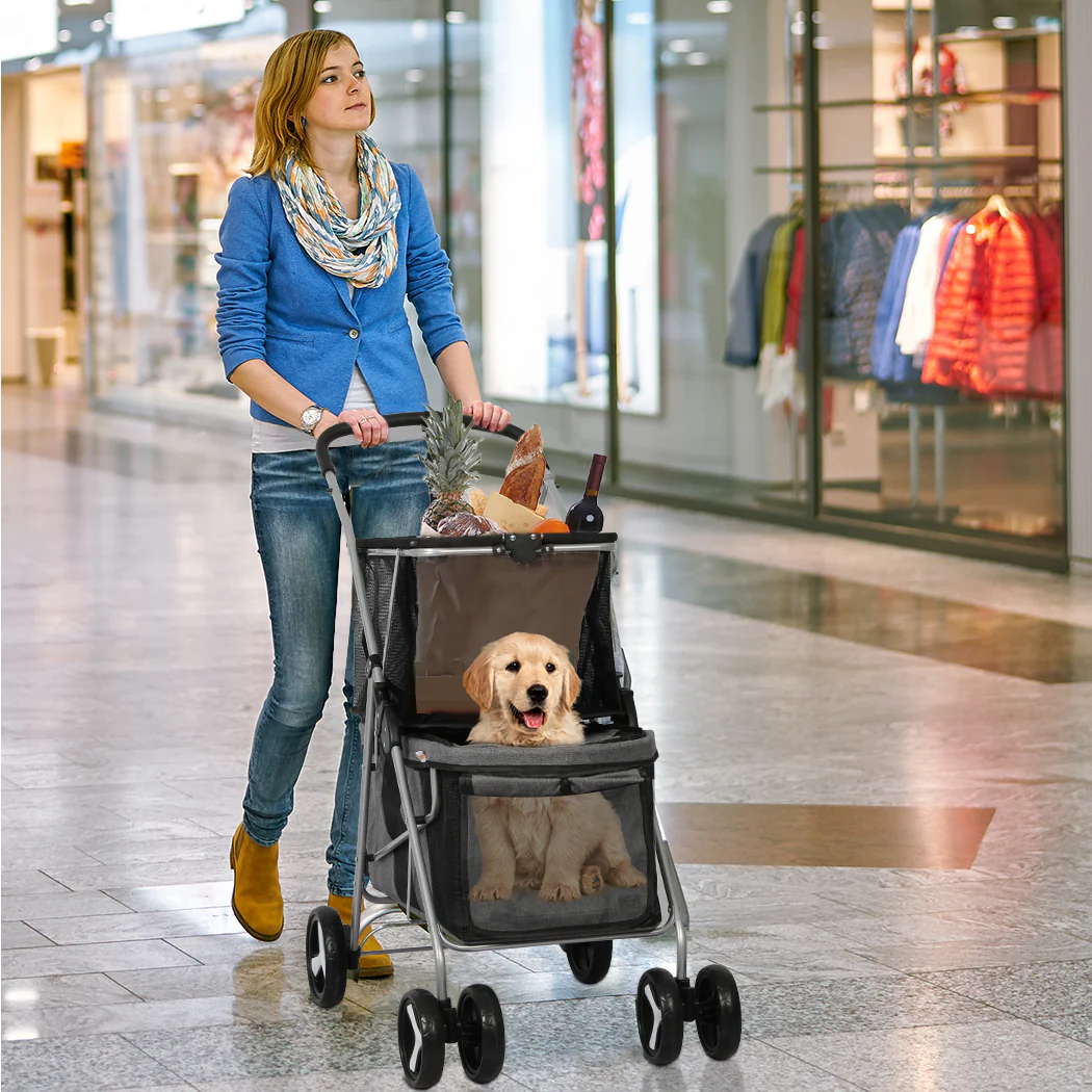 PaWz Pet Stroller 2-Tier Dog Cat Carrier Foldable - Image 7