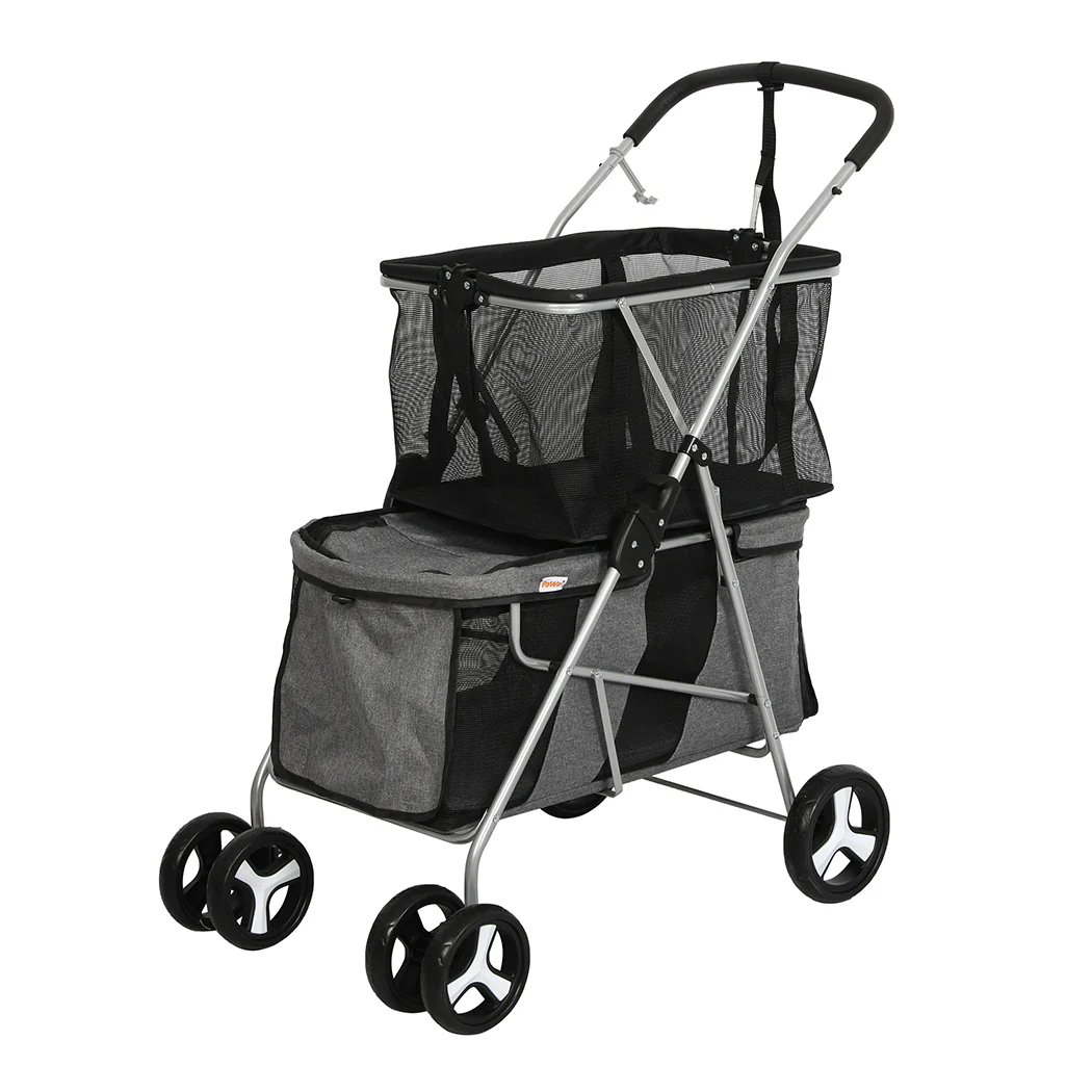 PaWz Pet Stroller 2-Tier Dog Cat Carrier Foldable - Image 8