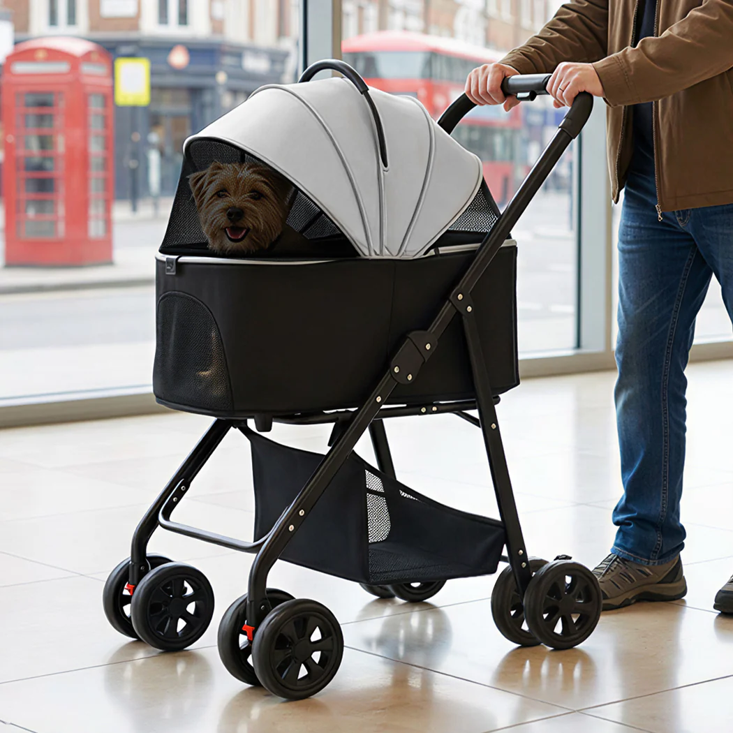 Pawz Pet Stroller 3 in1Dog Cat Pram Foldable Carrier - Image 7