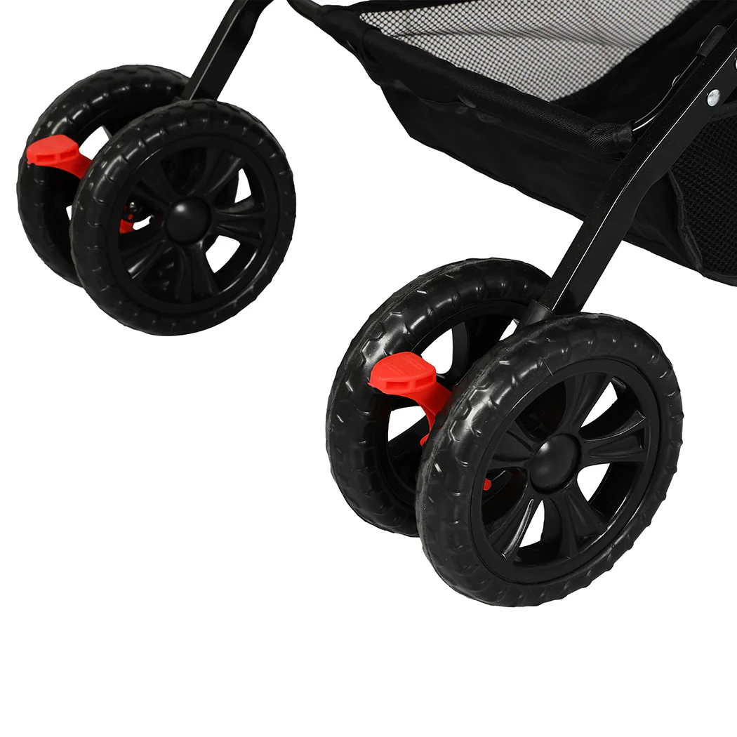 PaWz Pet Stroller Dog Cat Carrier Foldable Black - Image 3