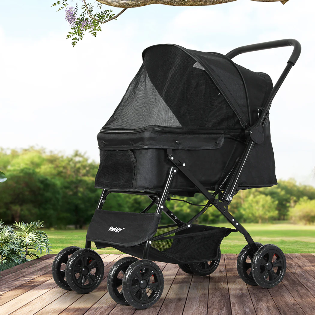 PaWz Pet Stroller Dog Cat Carrier Foldable Black - Image 6
