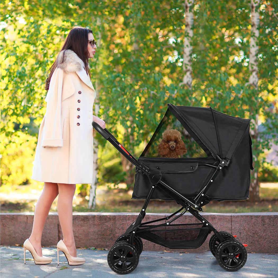 PaWz Pet Stroller Dog Cat Carrier Foldable Black - Image 7