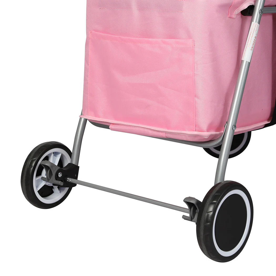PaWz Pet Stroller Dog Cat Carrier Foldable Pink - Image 3