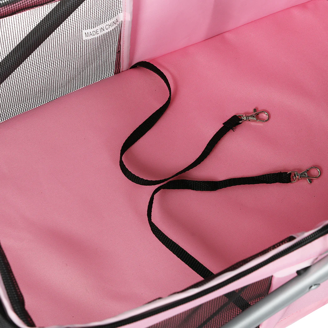 PaWz Pet Stroller Dog Cat Carrier Foldable Pink - Image 4