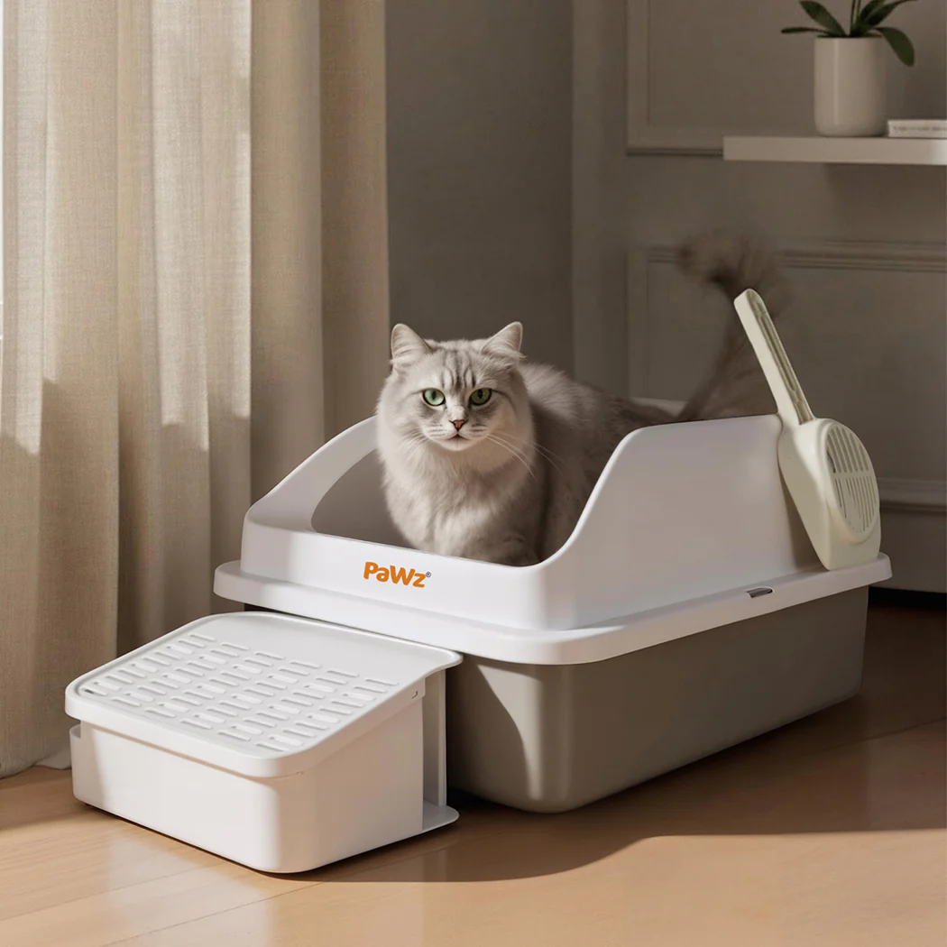 Pawz Stainless Steel Cat Litter Box Big Cats Kitten High Sided Easy Clean White - Image 6