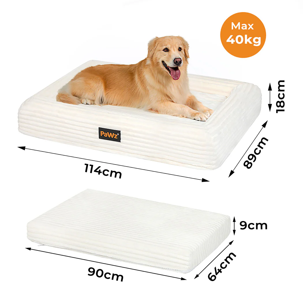 Pawz XXL Size Orthopedic Dog Bed with Corduroy Removable Cover Waterproof Washable Beige - Image 2
