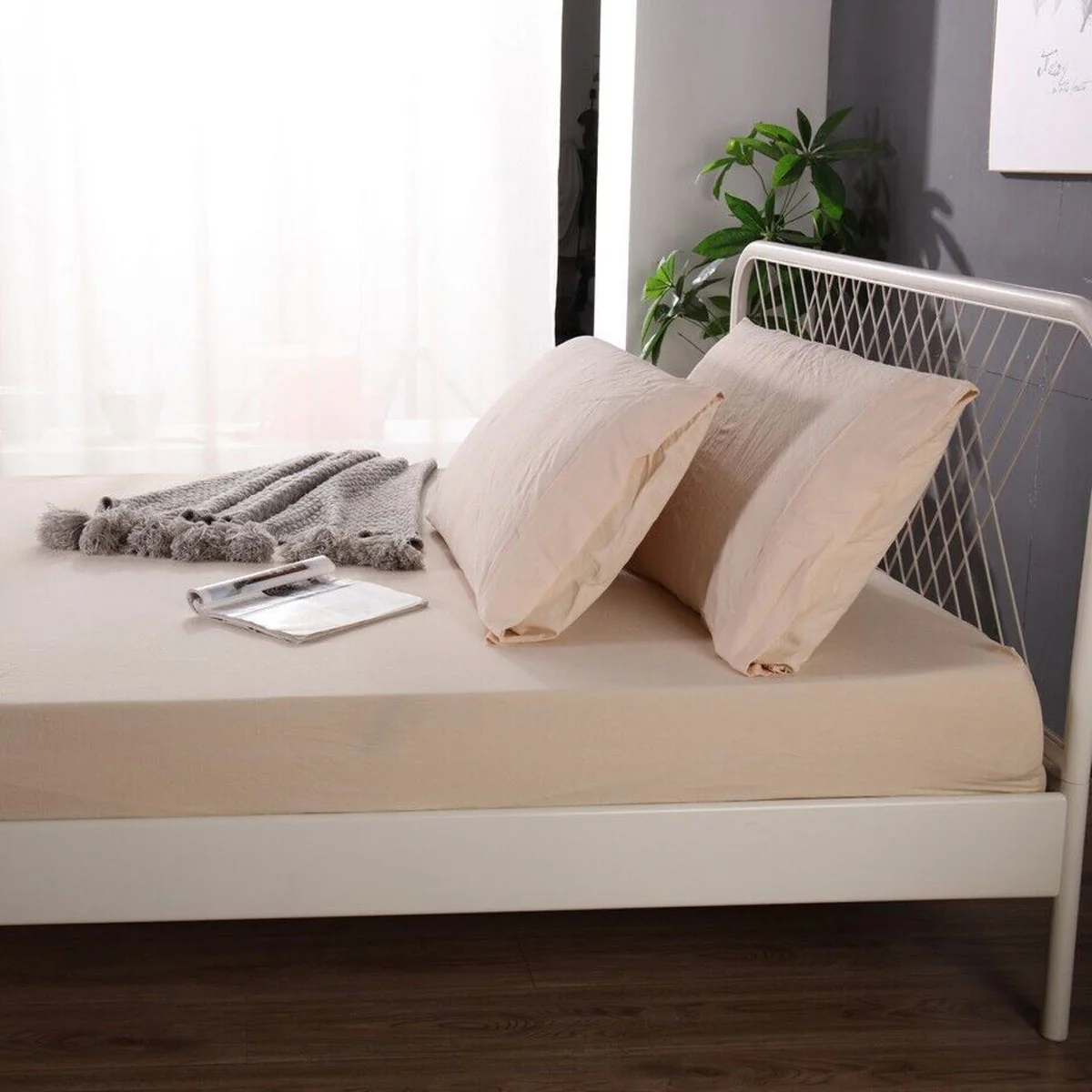 Ramesses 1000TC Linen Bamboo Fitted Sheet Combo Set Linen Single - Image 3