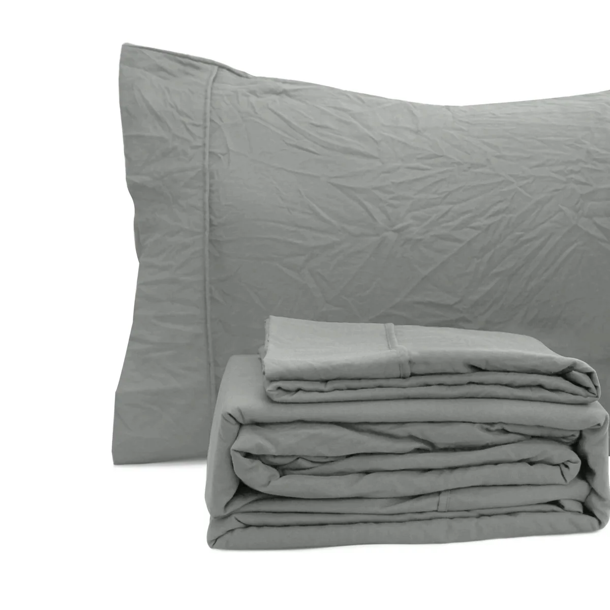 Ramesses Charcoal Pebble Wash Linen Look Alternative Sheet Set King - Image 3