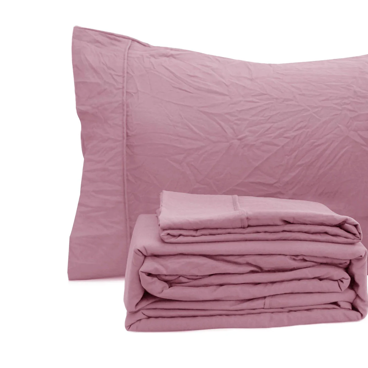 Ramesses Classic Rose Pebble Wash Linen Look Alternative Sheet Set Queen - Image 3