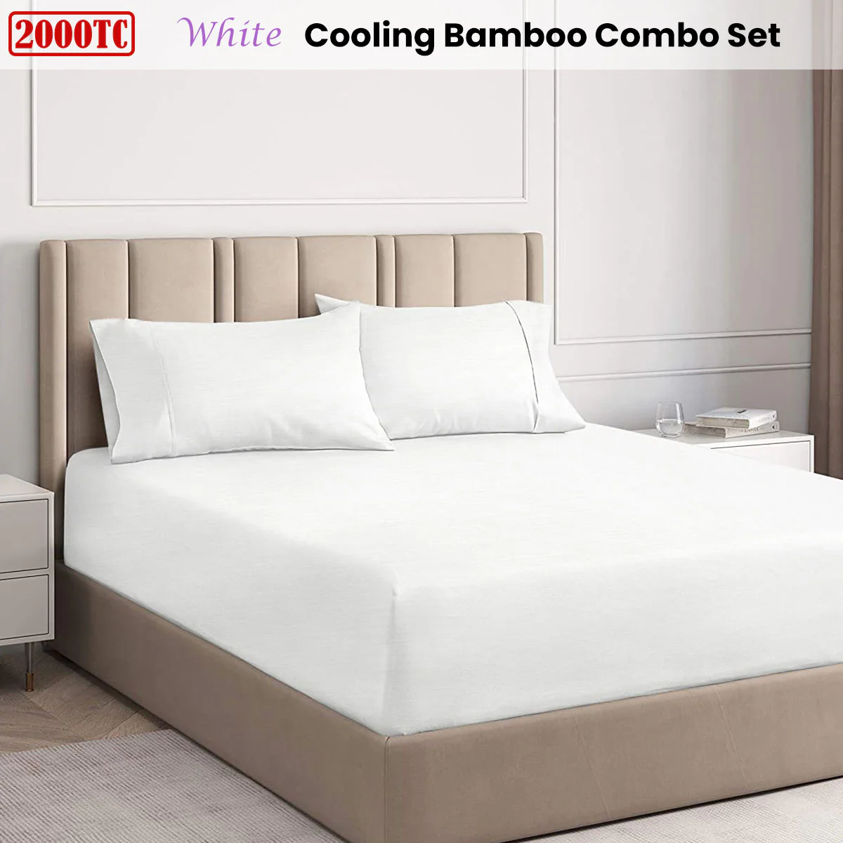 Ramesses White 2000TC Cooling Bamboo Combo Set King Single - Image 2
