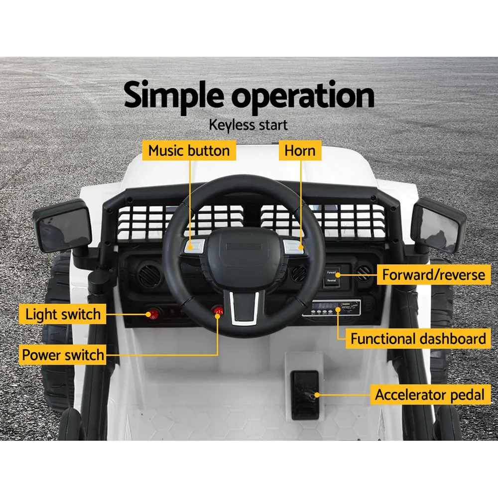 Rigo Kids Electric Ride On Car Jeep Toy Cars Remote 12V White - Image 5