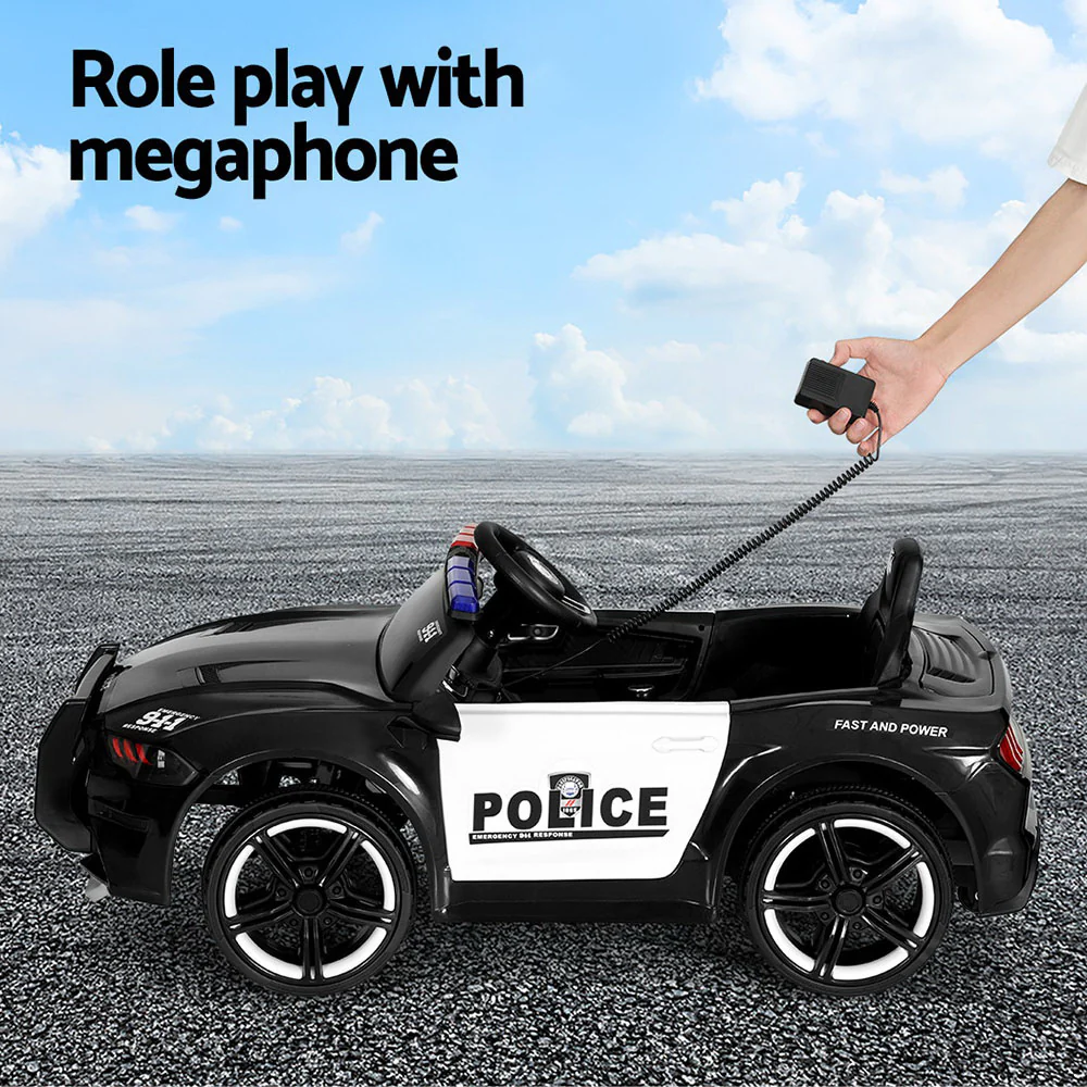 Rigo Kids Ride On Car Electric Patrol Police Cars Battery Powered Toys 12V Black - Image 7