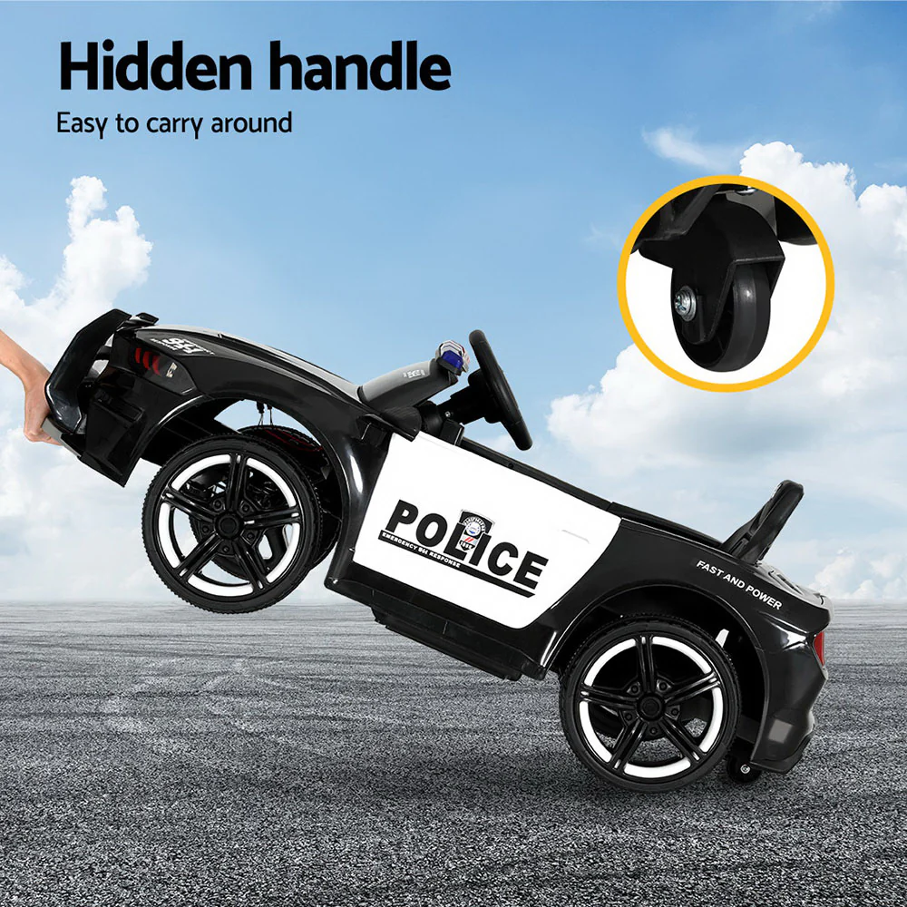 Rigo Kids Ride On Car Electric Patrol Police Cars Battery Powered Toys 12V Black - Image 8