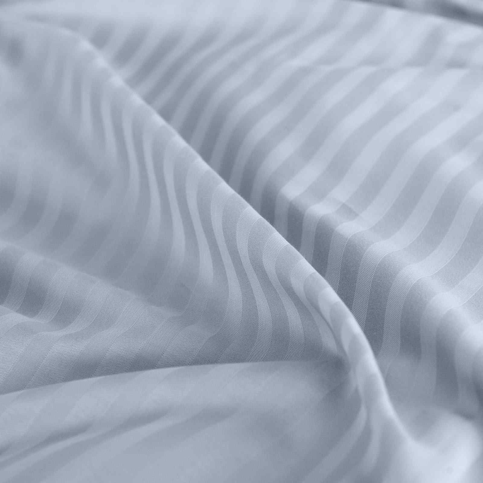 Royal Comfort 1200 Thread count Damask Stripe Cotton Blend sheet sets King Blue Fog - Image 3