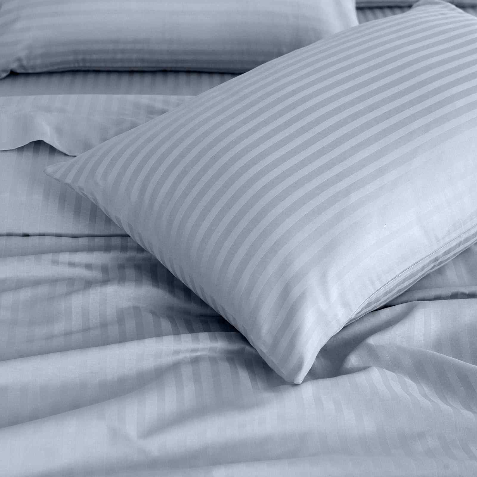 Royal Comfort 1200 Thread count Damask Stripe Cotton Blend sheet sets Queen Blue Fog - Image 5