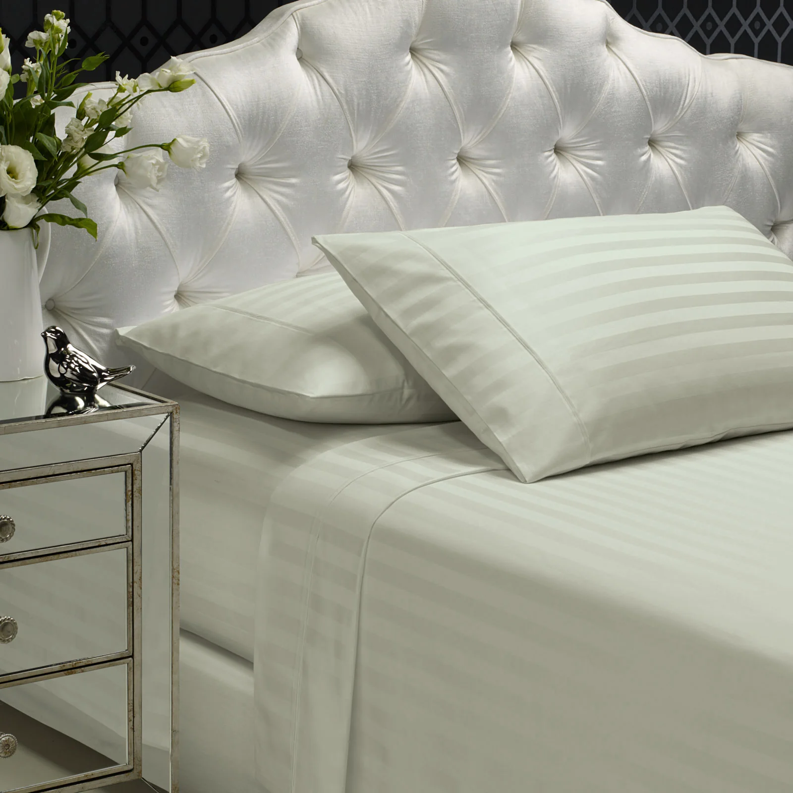 Royal Comfort 1200 Thread count Damask Stripe Cotton Blend sheet sets Queen Silver - Image 6
