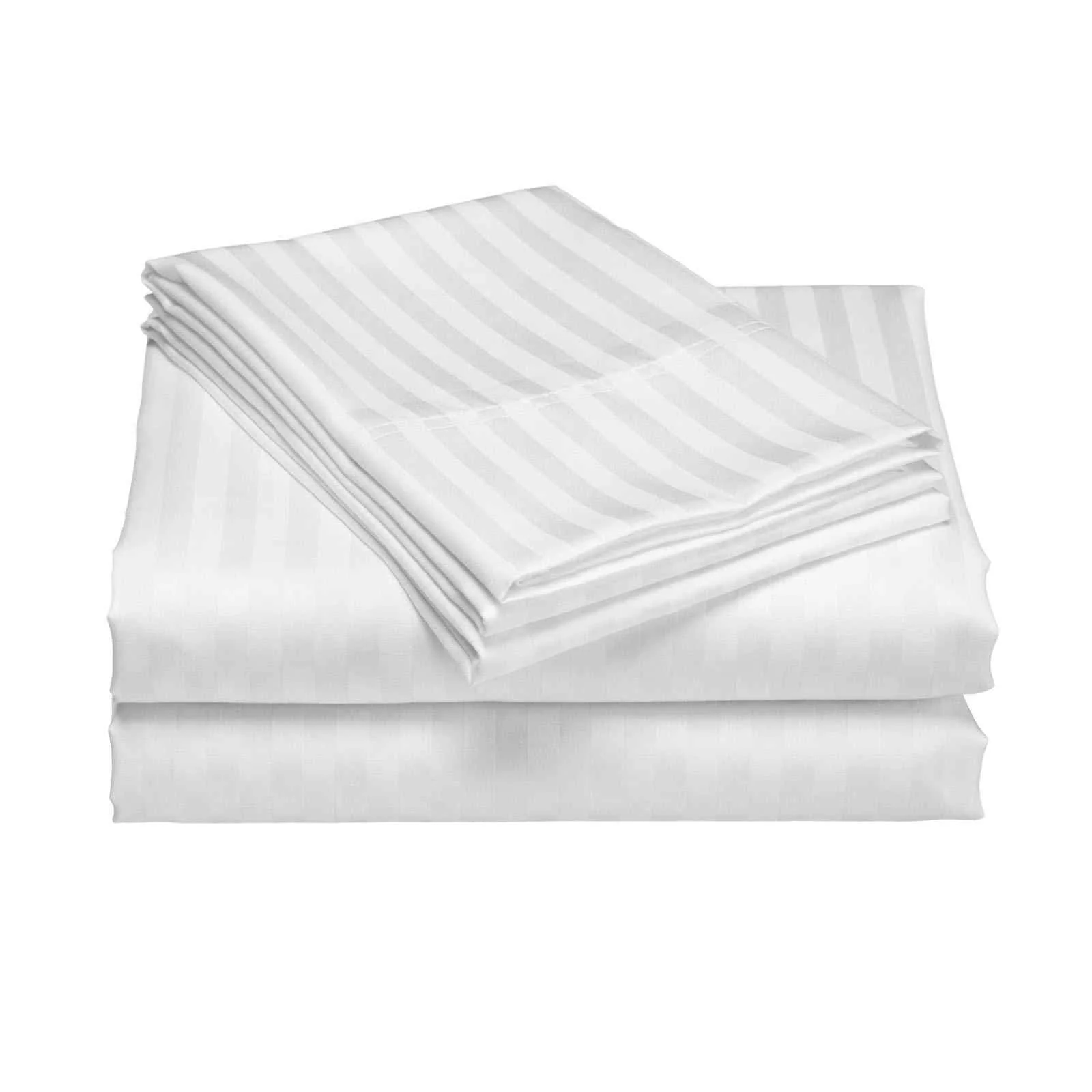 Royal Comfort 1200 Thread count Damask Stripe Cotton Blend sheet sets Queen White - Image 3