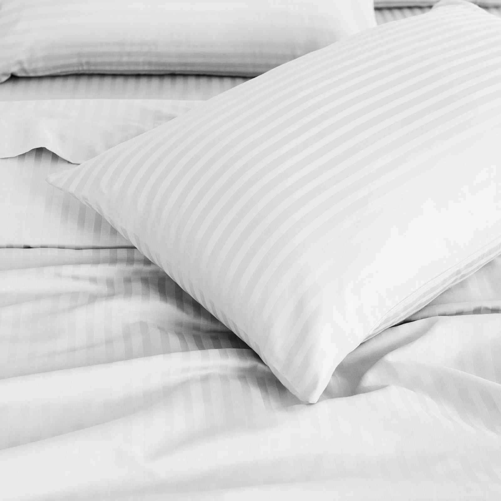 Royal Comfort 1200 Thread count Damask Stripe Cotton Blend sheet sets Queen White - Image 5