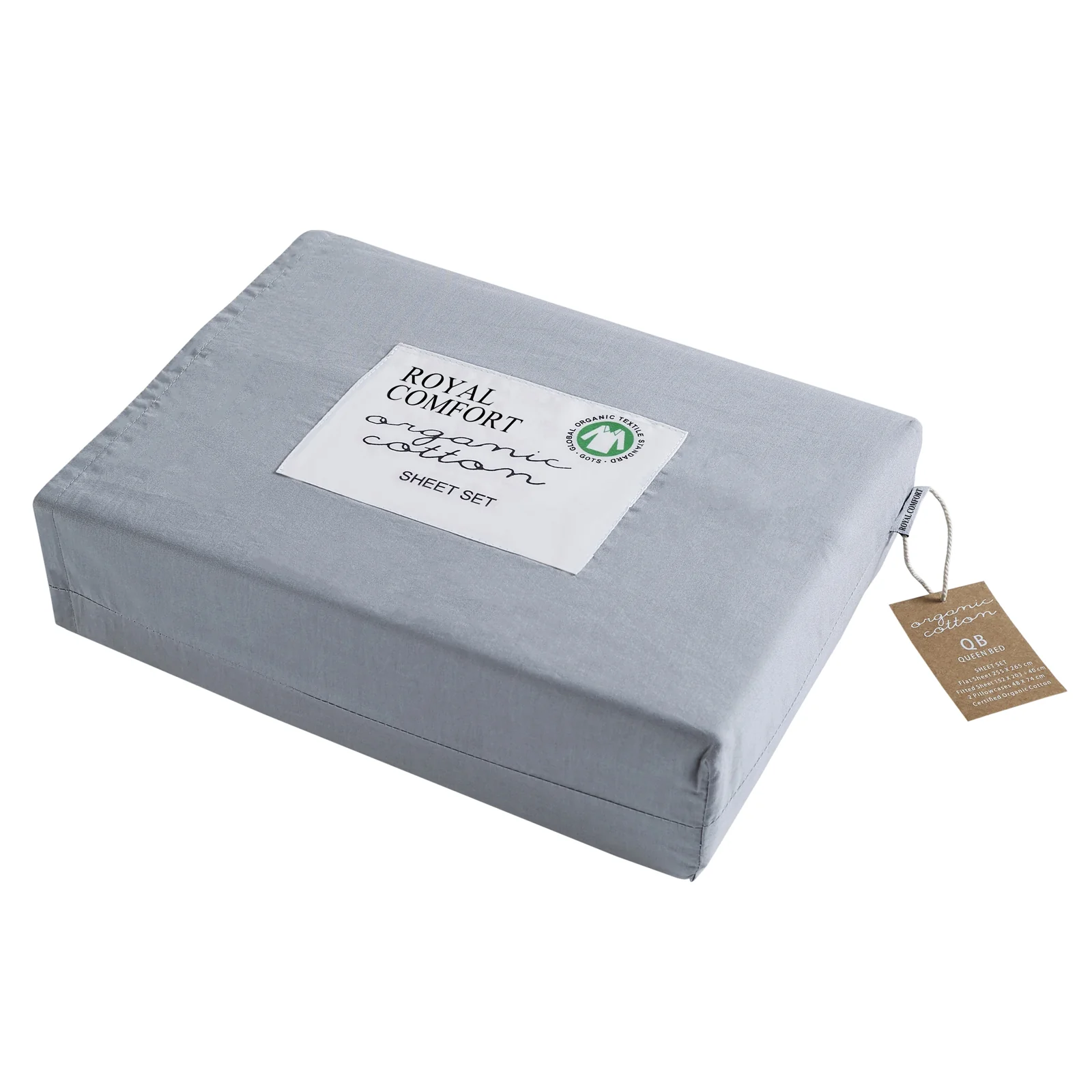 Royal Comfort - 250TC 100% Organic Cotton 4 Piece Sheet Set - Queen - Graphite