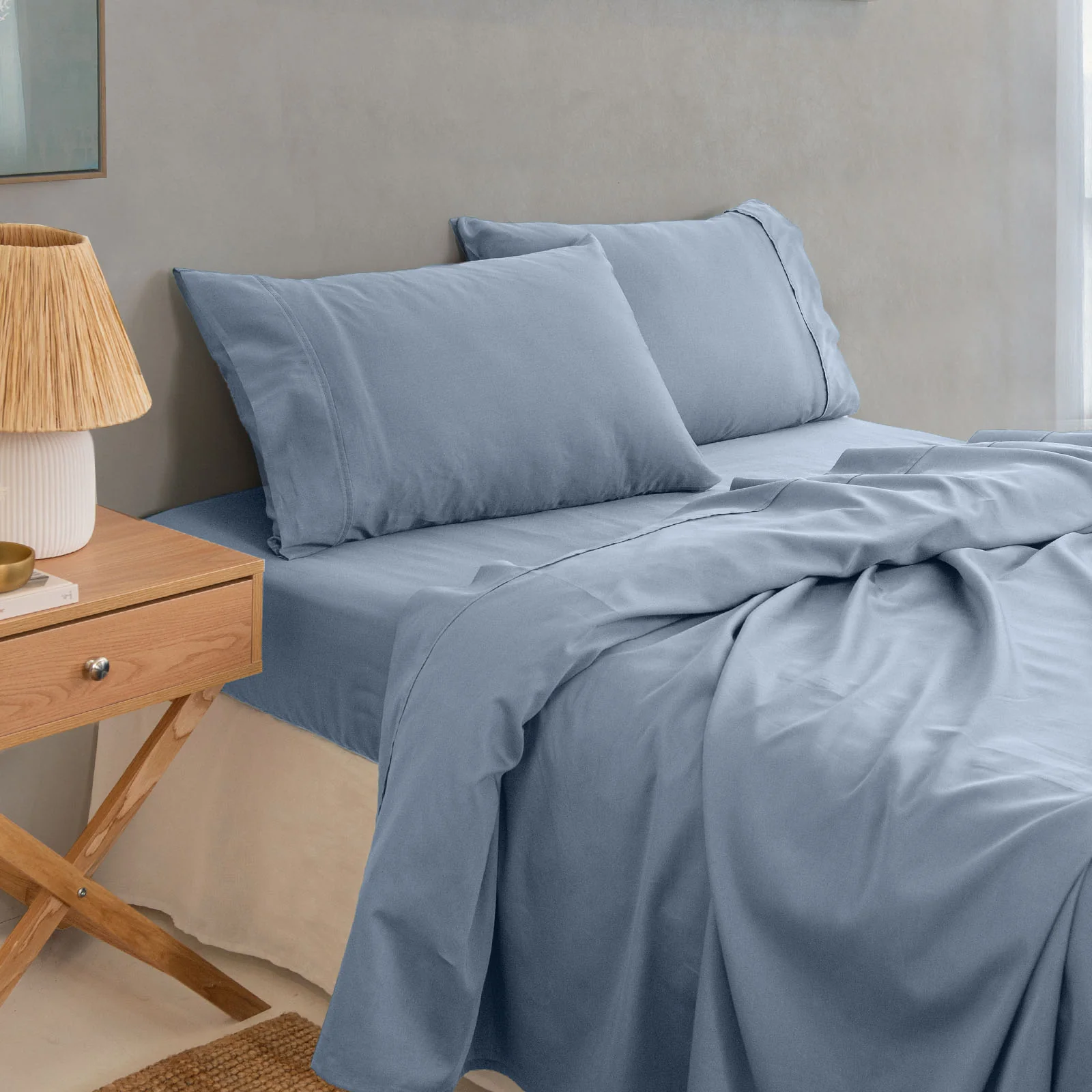 Royal Comfort - Balmain 1000TC Bamboo Cotton Sheet Set - King - Blue Fog