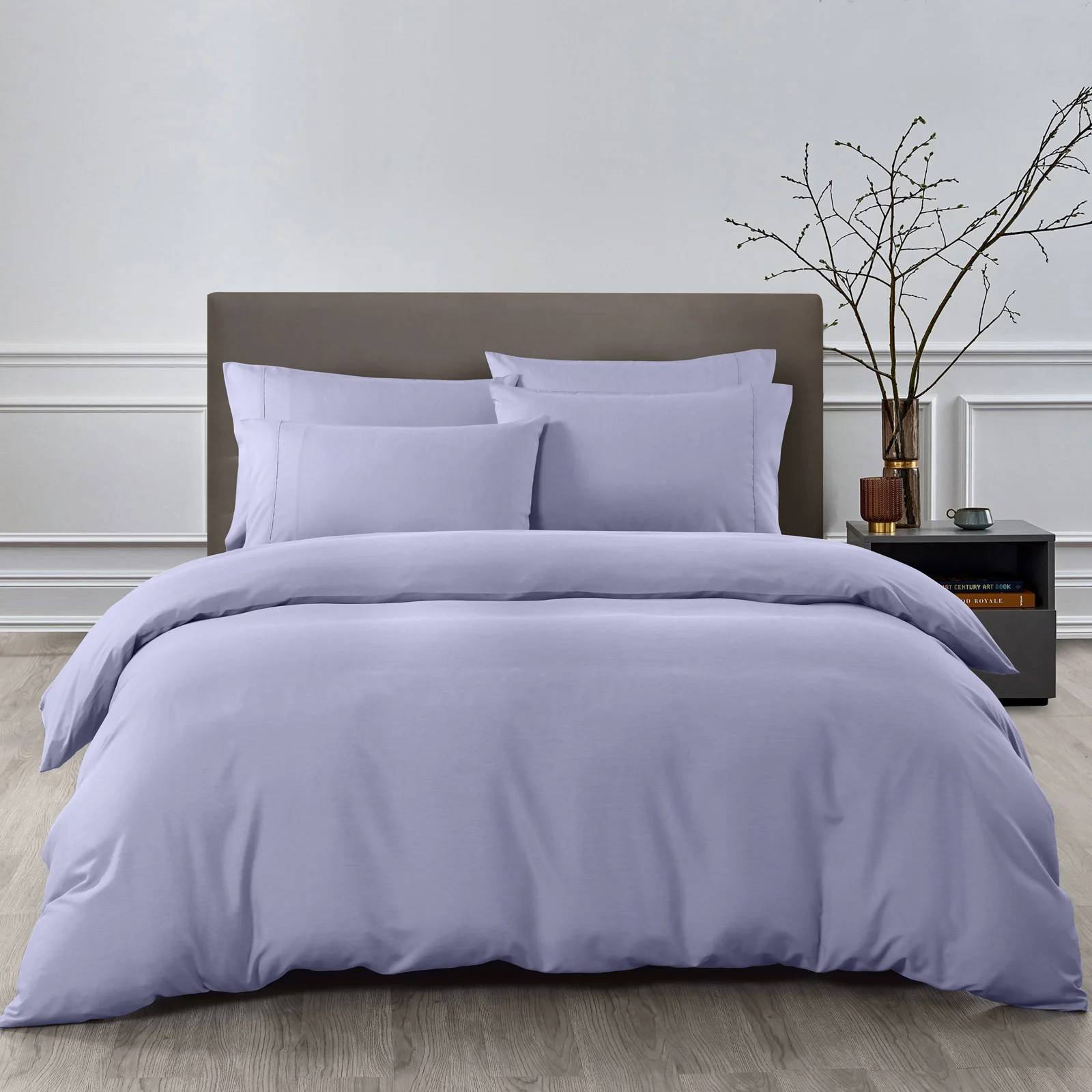 Royal Comfort Bamboo Cooling 2000TC Quilt Cover Set - King-Lilac Grey - Image 4