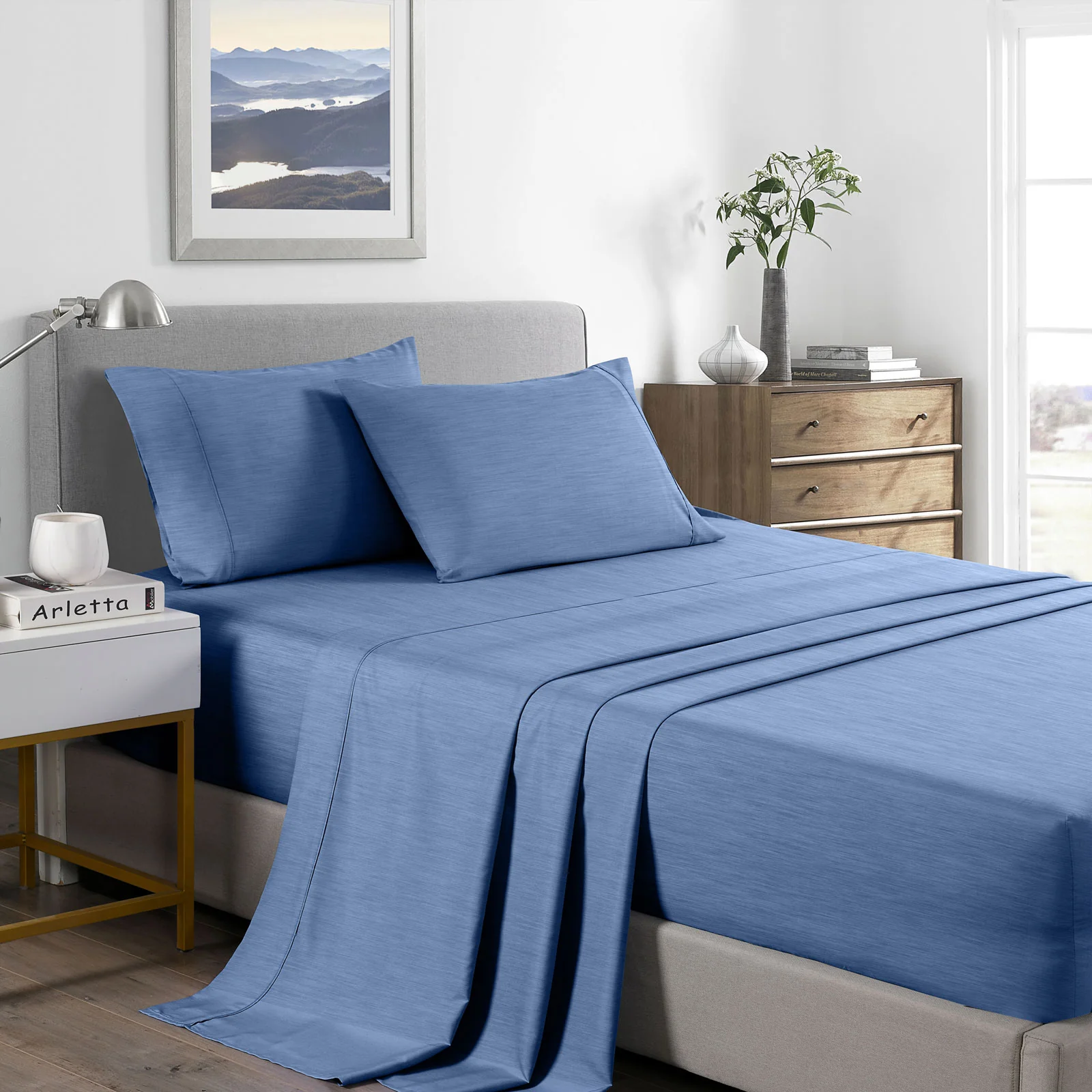 Royal Comfort Bamboo Cooling 2000TC Sheet Set - Double-Denim - Image 4