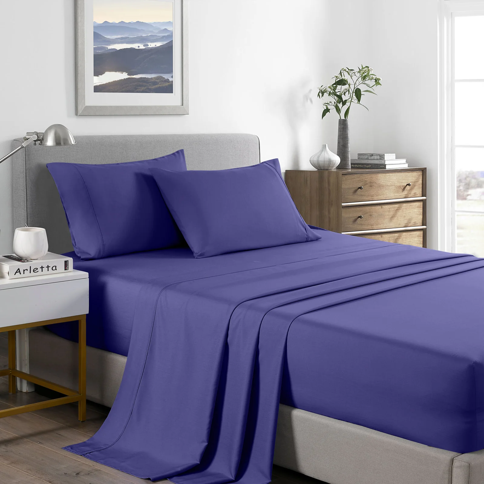 Royal Comfort Bamboo Cooling 2000TC Sheet Set - Double-Royal Blue - Image 4