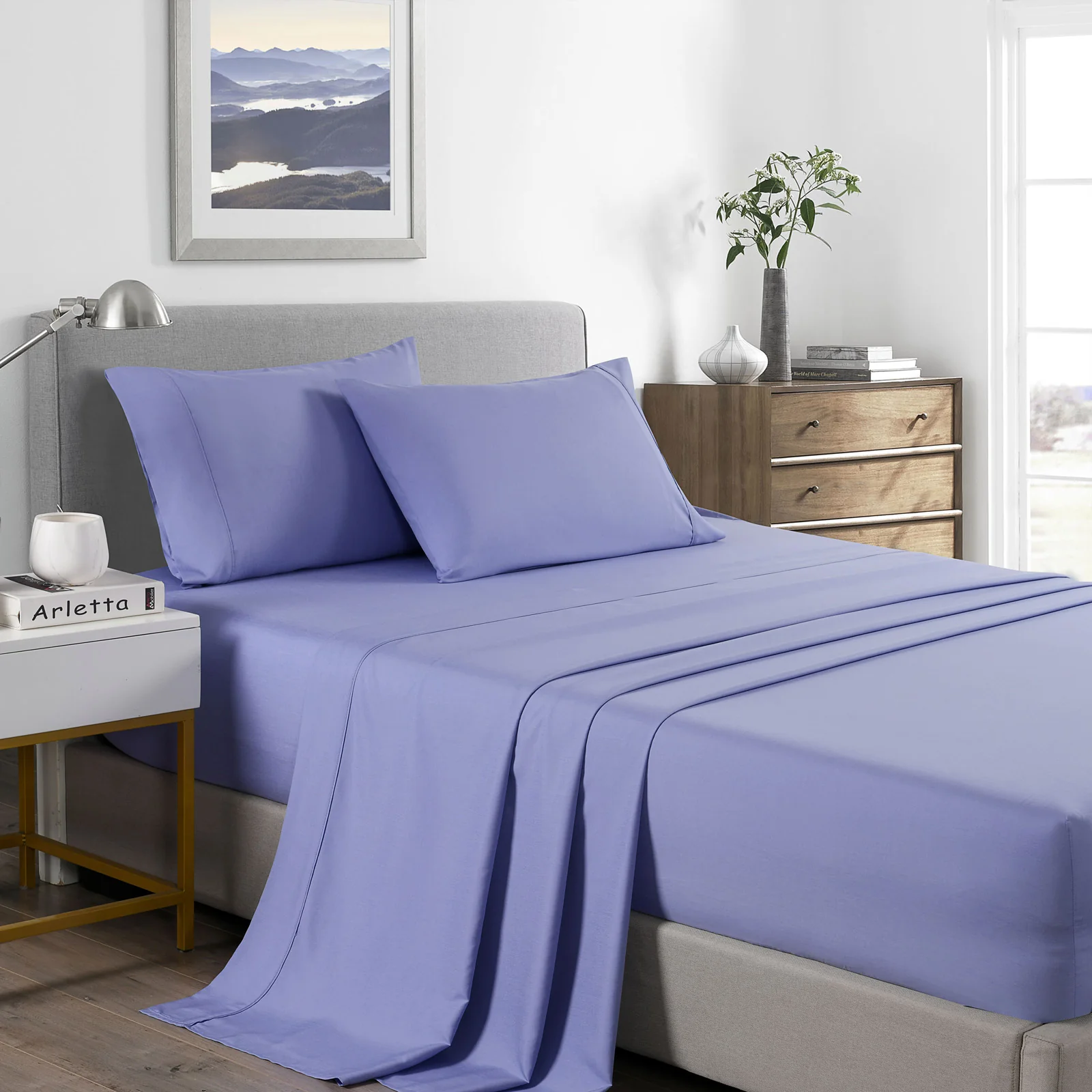 Royal Comfort Bamboo Cooling 2000TC Sheet Set - Queen-Mid Blue - Image 4