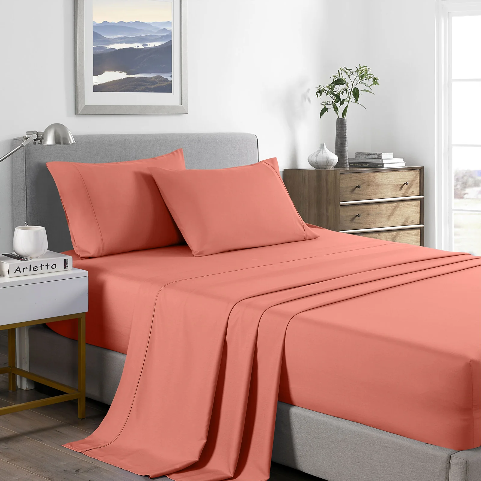 Royal Comfort Bamboo Cooling 2000TC Sheet Set - Queen-Peach - Image 4
