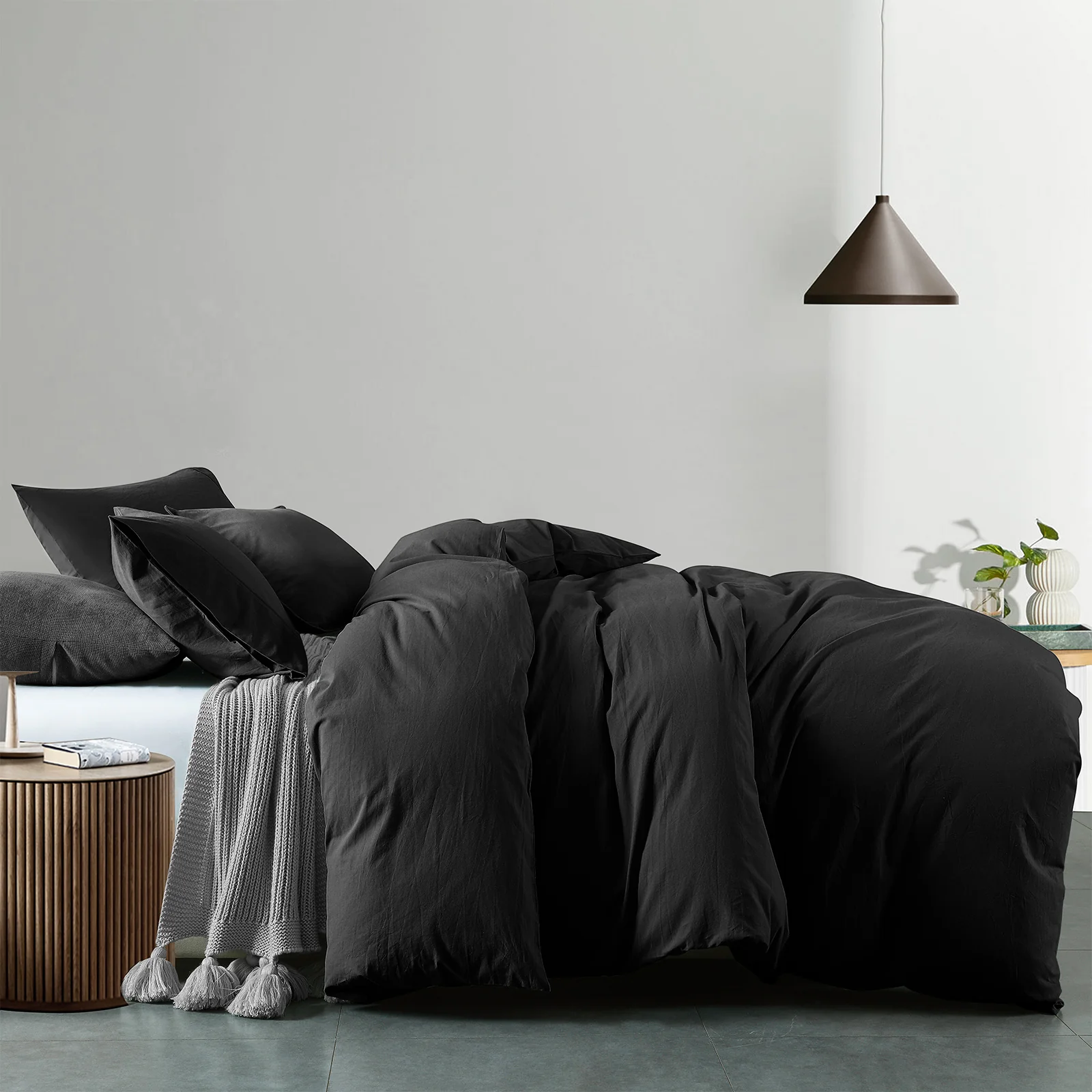 Royal Comfort Vintage Washed 100 % Cotton Quilt Cover Set King - Charcoal
