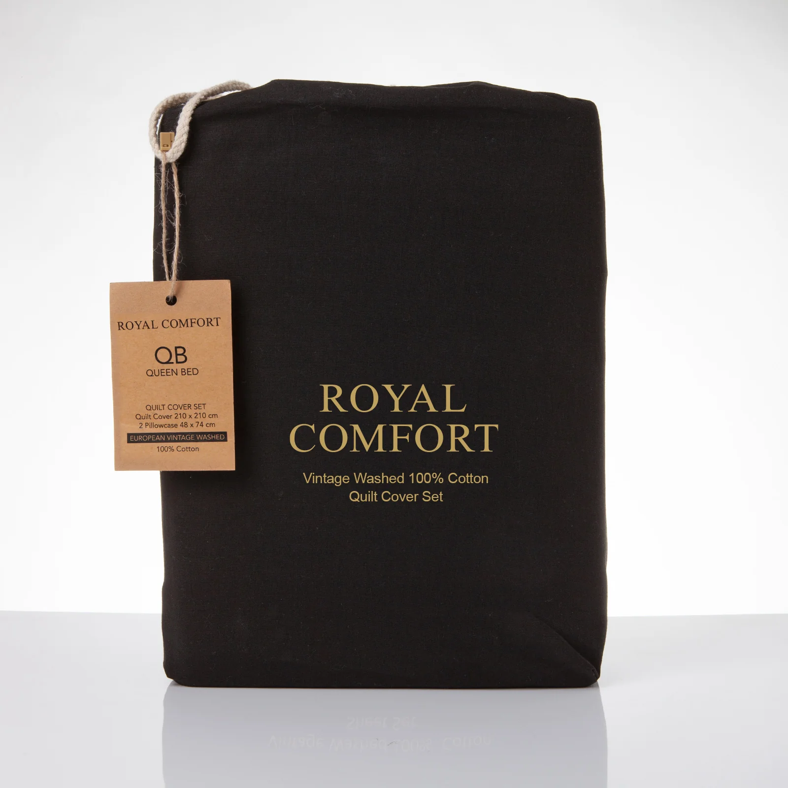 Royal Comfort Vintage Washed 100 % Cotton Quilt Cover Set King - Charcoal - Image 2