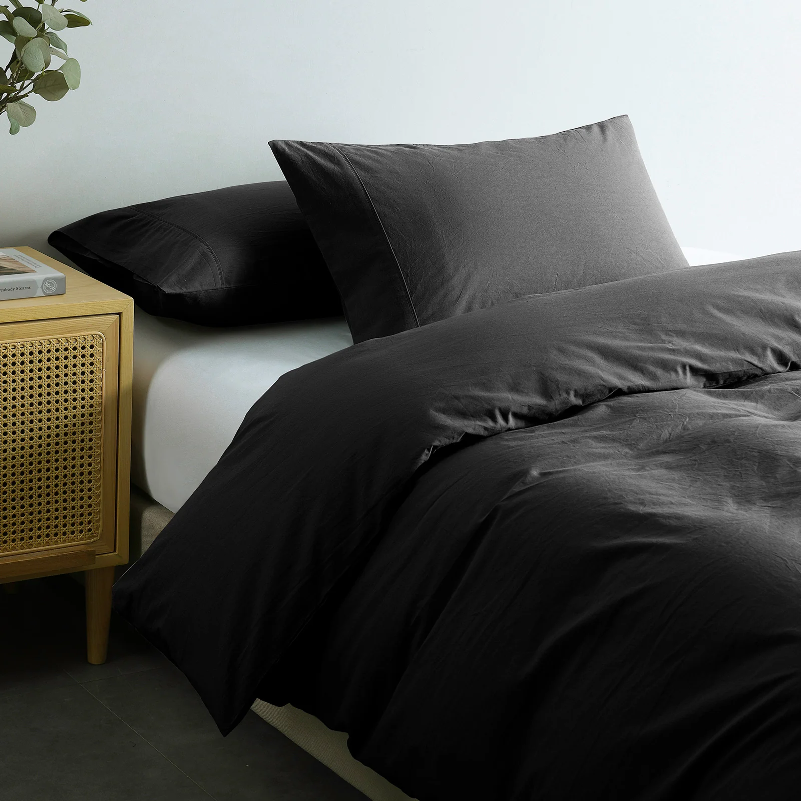 Royal Comfort Vintage Washed 100 % Cotton Quilt Cover Set King - Charcoal - Image 3