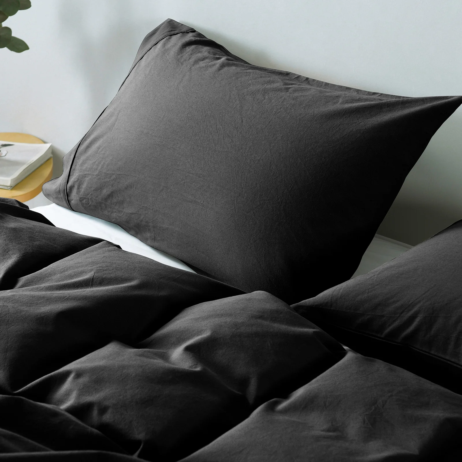 Royal Comfort Vintage Washed 100 % Cotton Quilt Cover Set King - Charcoal - Image 4
