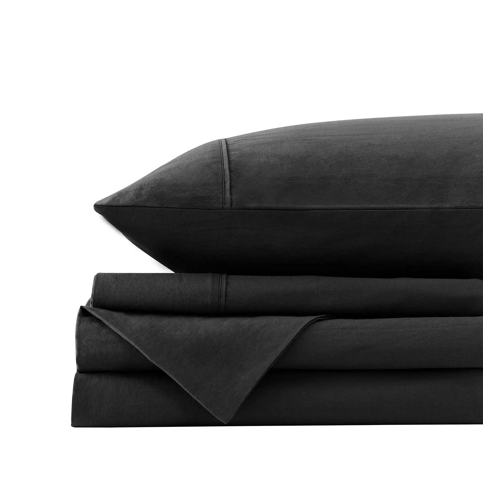 Royal Comfort Vintage Washed 100 % Cotton Sheet Set Double - Charcoal - Image 5