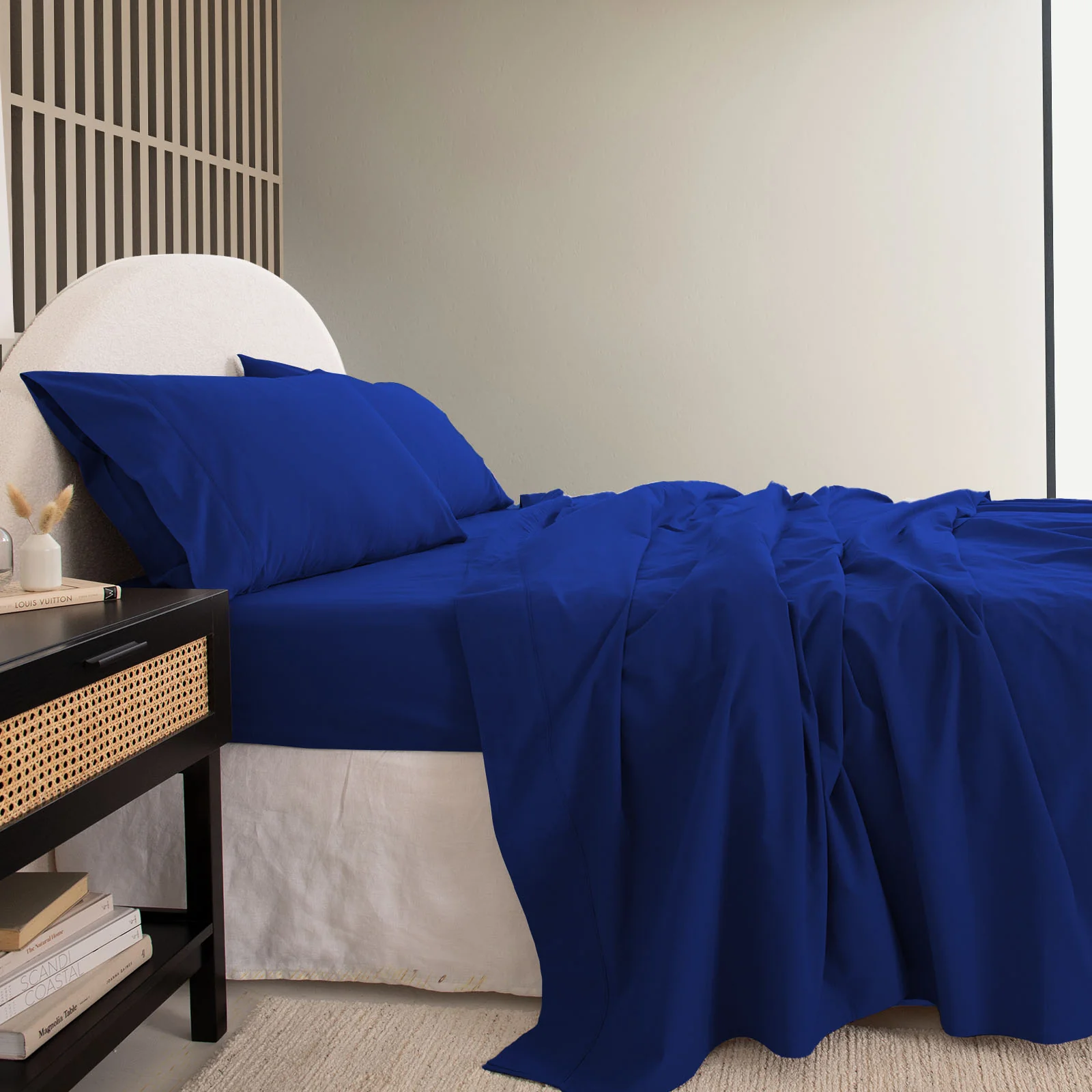 Royal Comfort Vintage Washed 100% Cotton Sheet Set King - Royal Blue - Image 2
