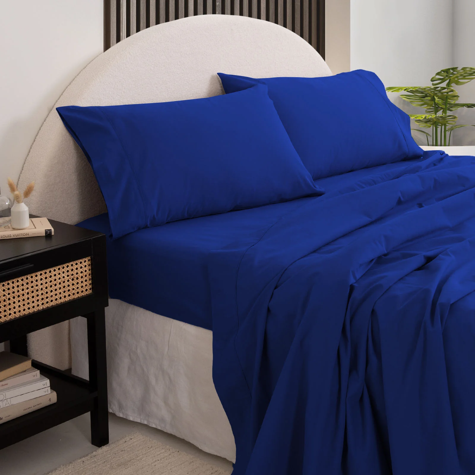 Royal Comfort Vintage Washed 100% Cotton Sheet Set King - Royal Blue - Image 8