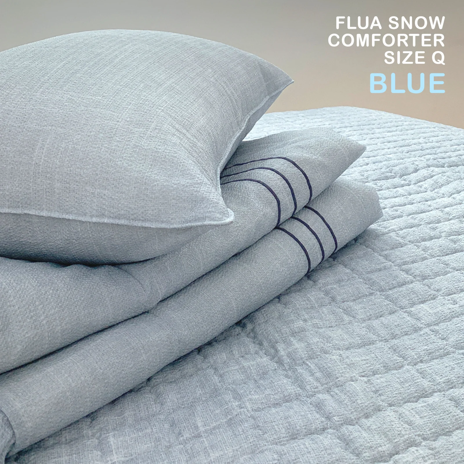 Saesom Flua Snow Comforter Set Queen Cool Quilt Bedspread BLUE - Image 2