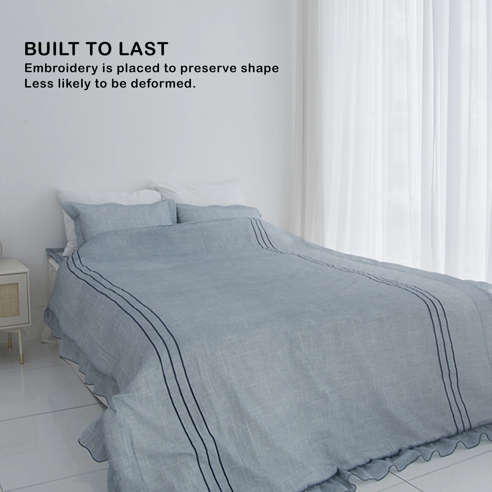 Saesom Flua Snow Comforter Set Queen Cool Quilt Bedspread WHITE - Image 6