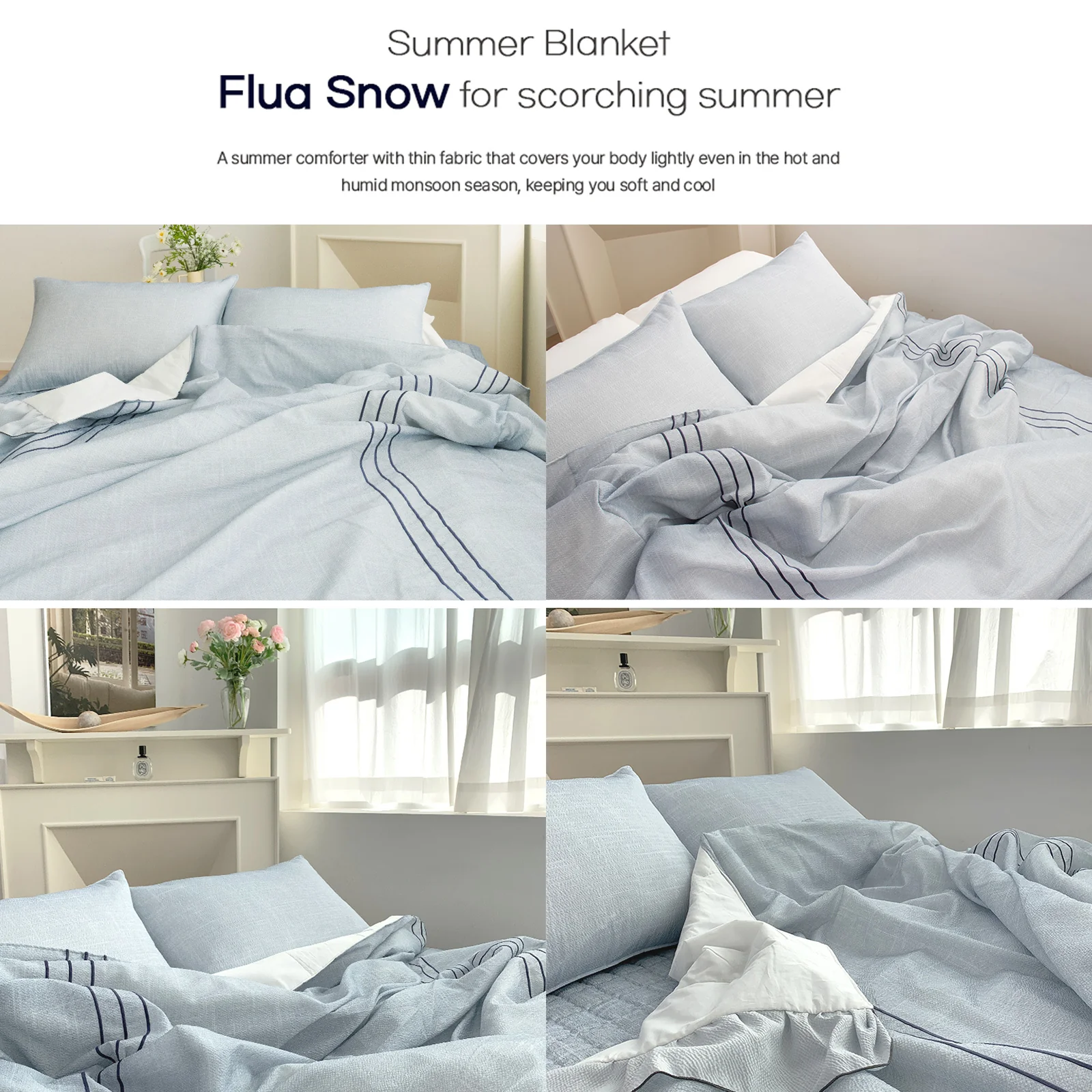 Saesom Flua Snow Comforter Set Queen Cool Quilt Bedspread WHITE - Image 9