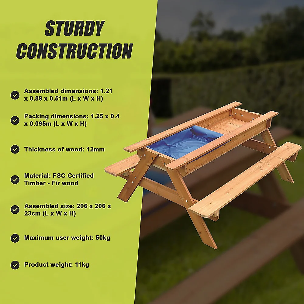 Sand & Water Wooden Picnic Table - Image 10