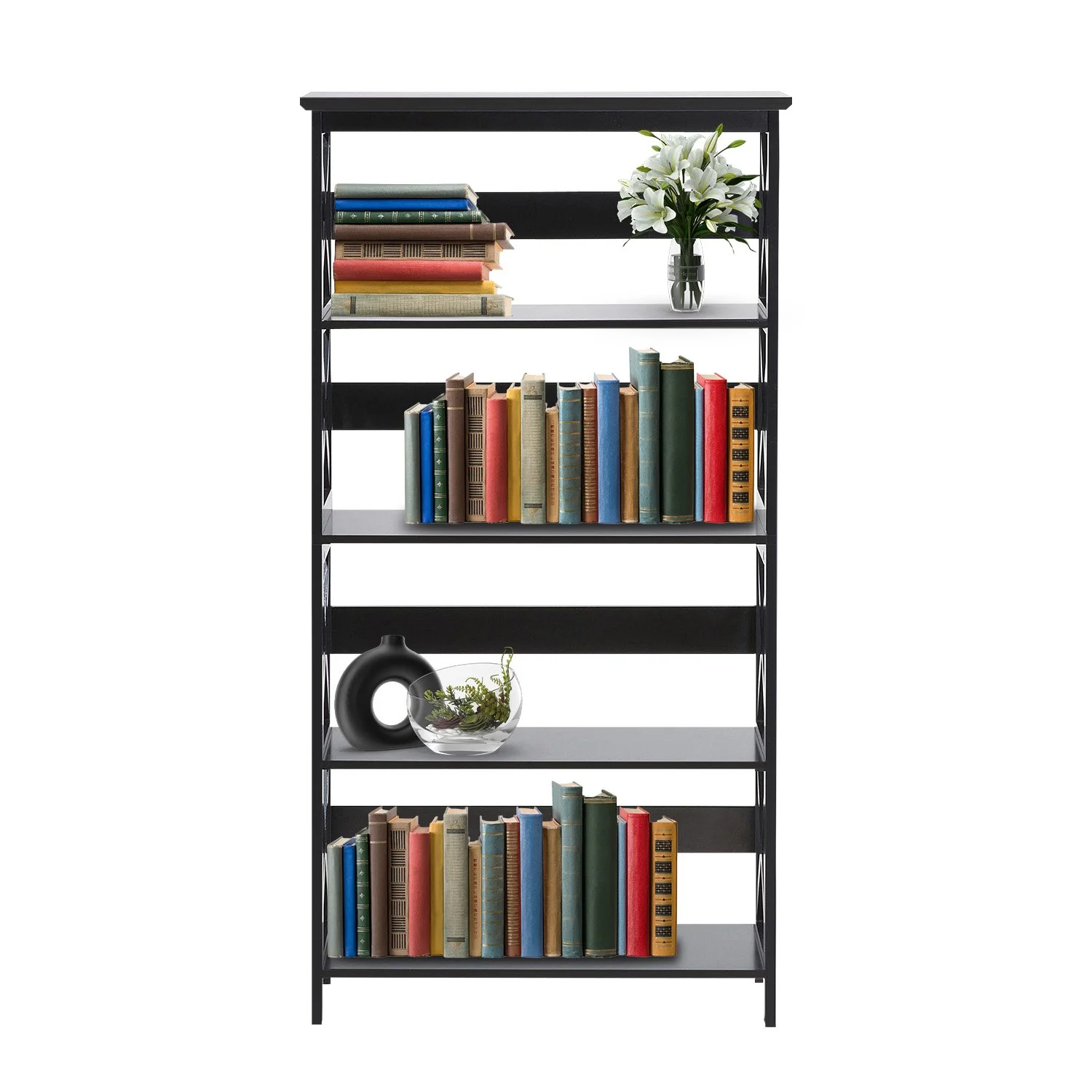 Sarantino Daphne 5-tier Cross Panel Bookshelf - Image 8