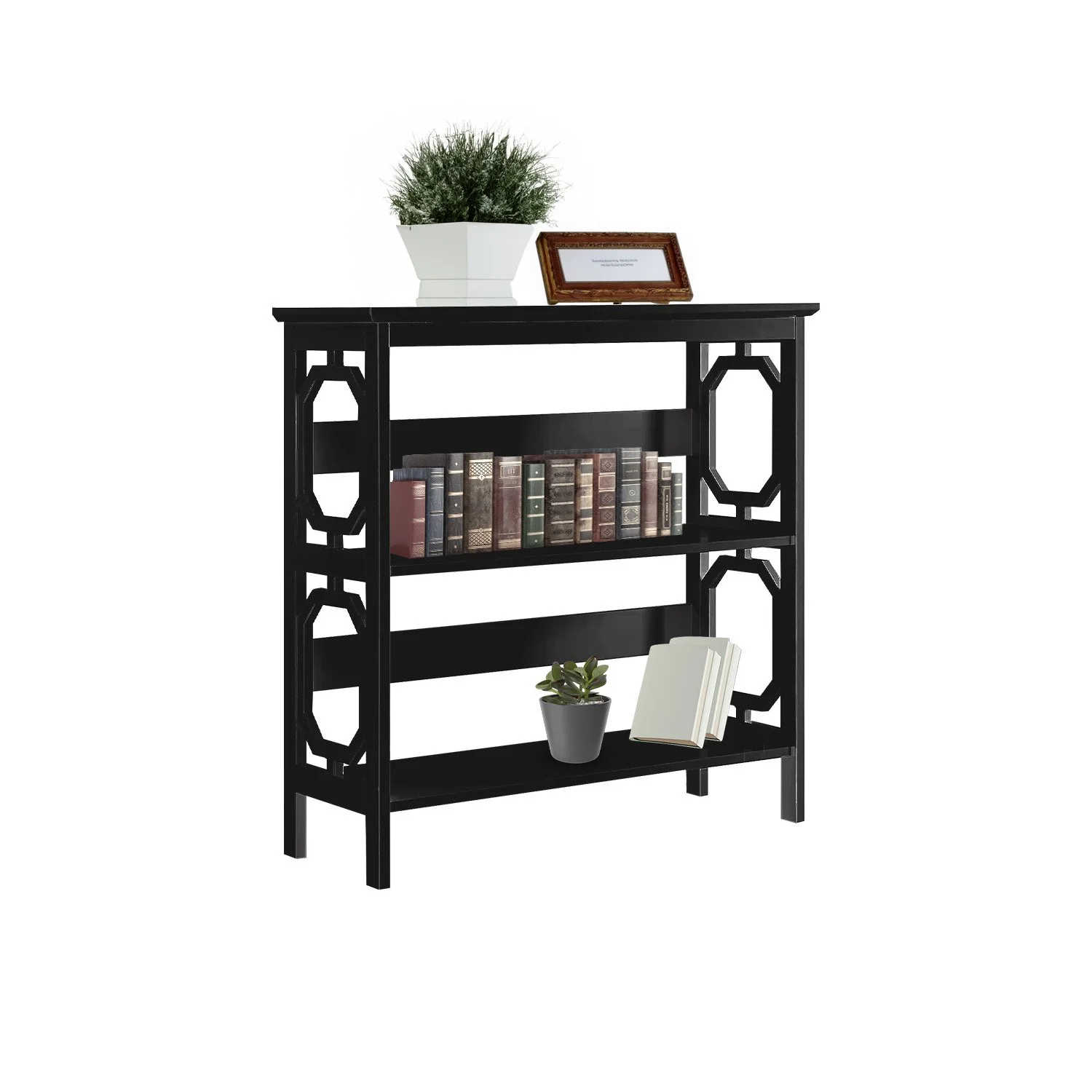 Sarantino Laurel 3-Tier Bookshelf Display Rack in Black - Image 6