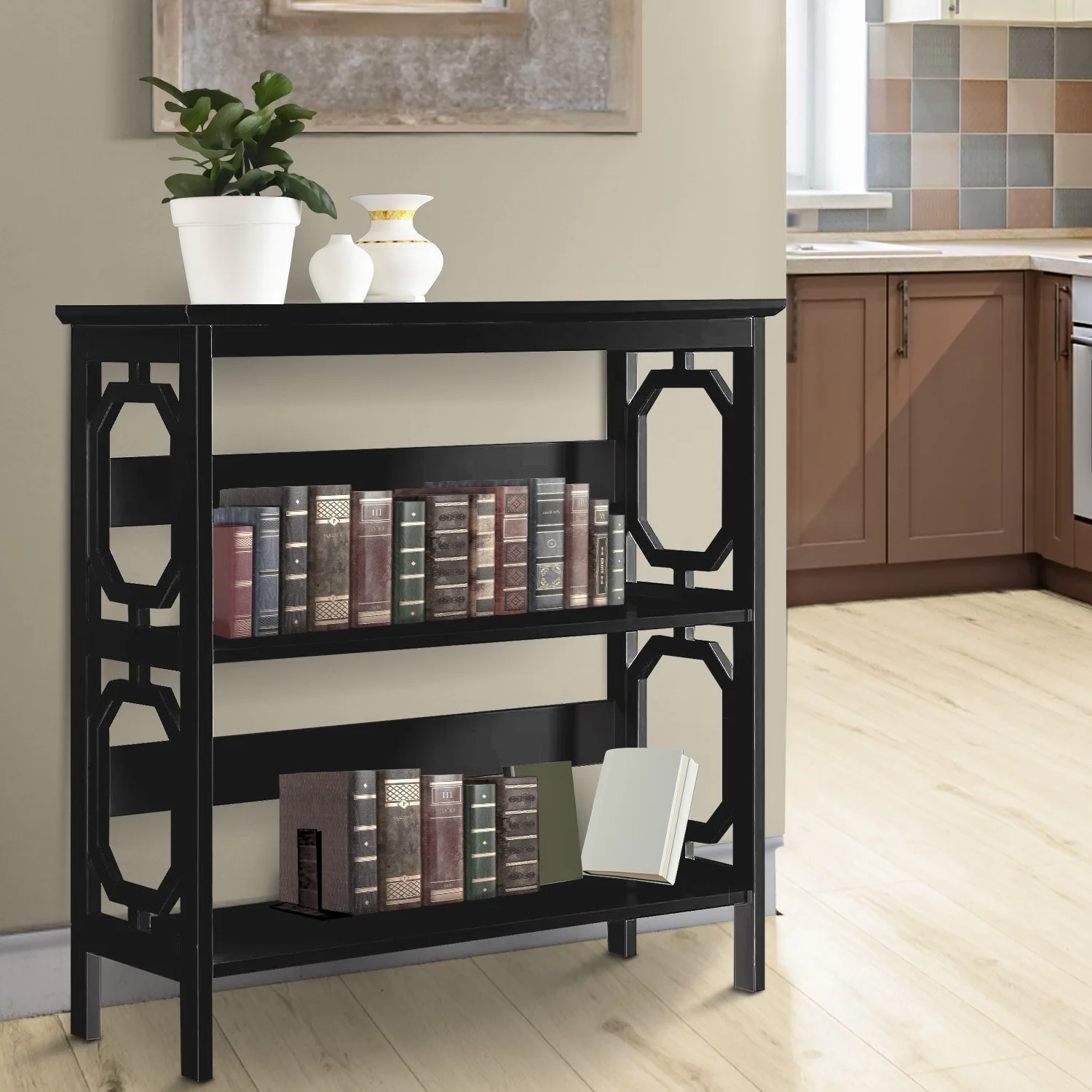 Sarantino Laurel 3-Tier Bookshelf Display Rack in Black - Image 9