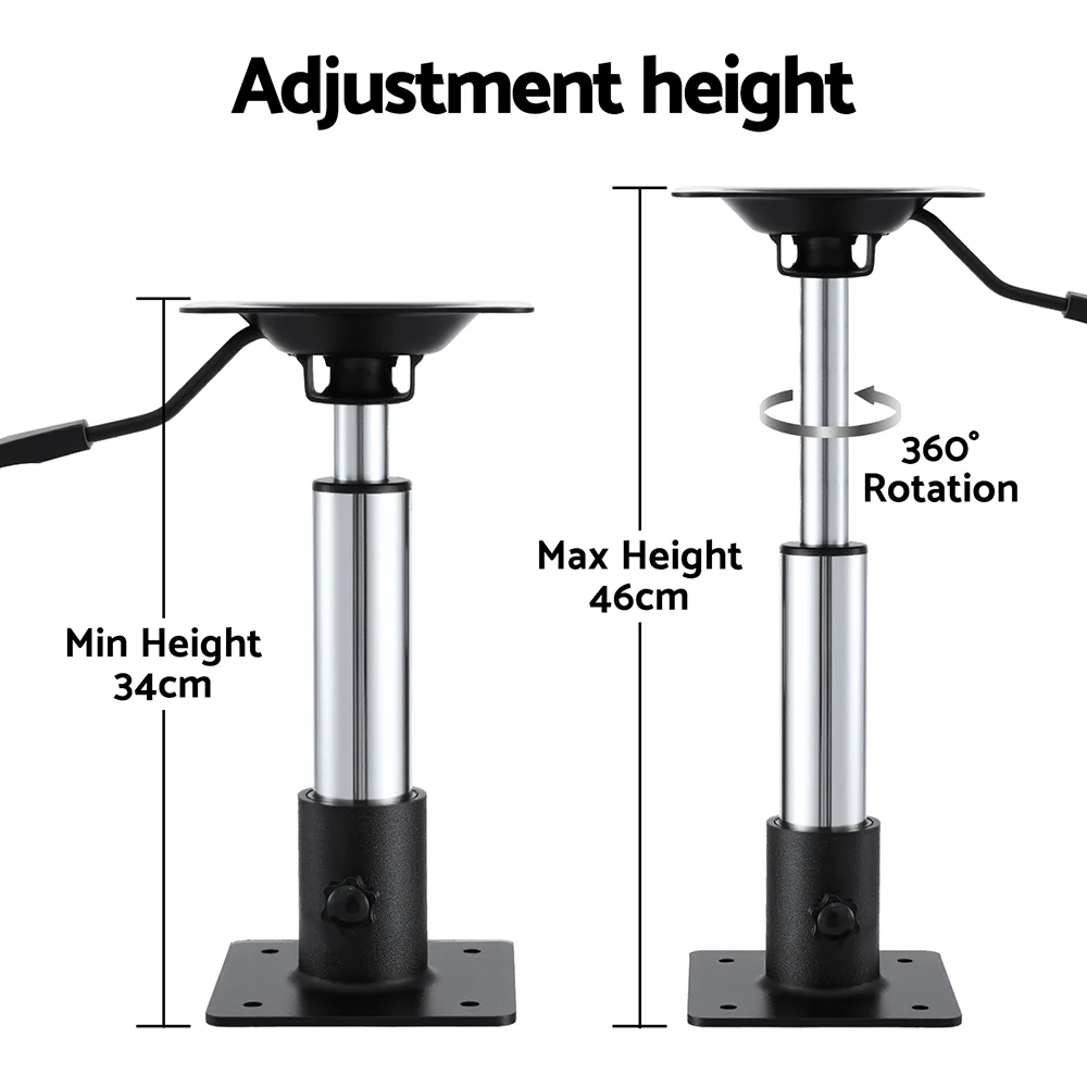 Seamanship Boat Seat Pedestal 34-46cm Adjustable Gas Lift 360 Degrees Swivel - Image 6
