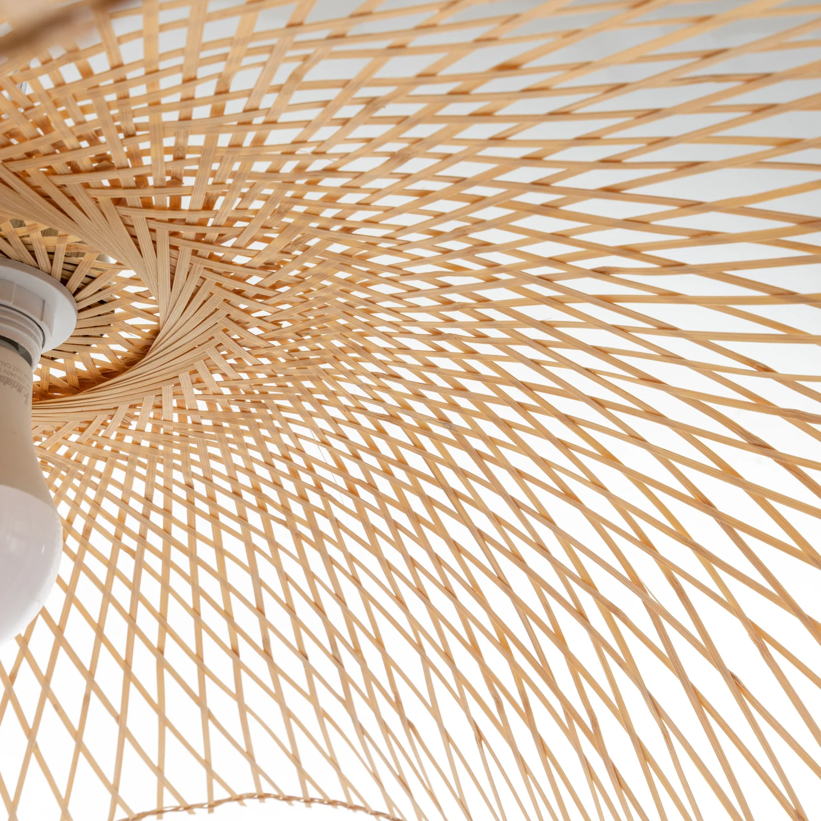 Serene Natural Hand-Woven Bamboo Wave Pendant Lamp Light - Large - Image 7