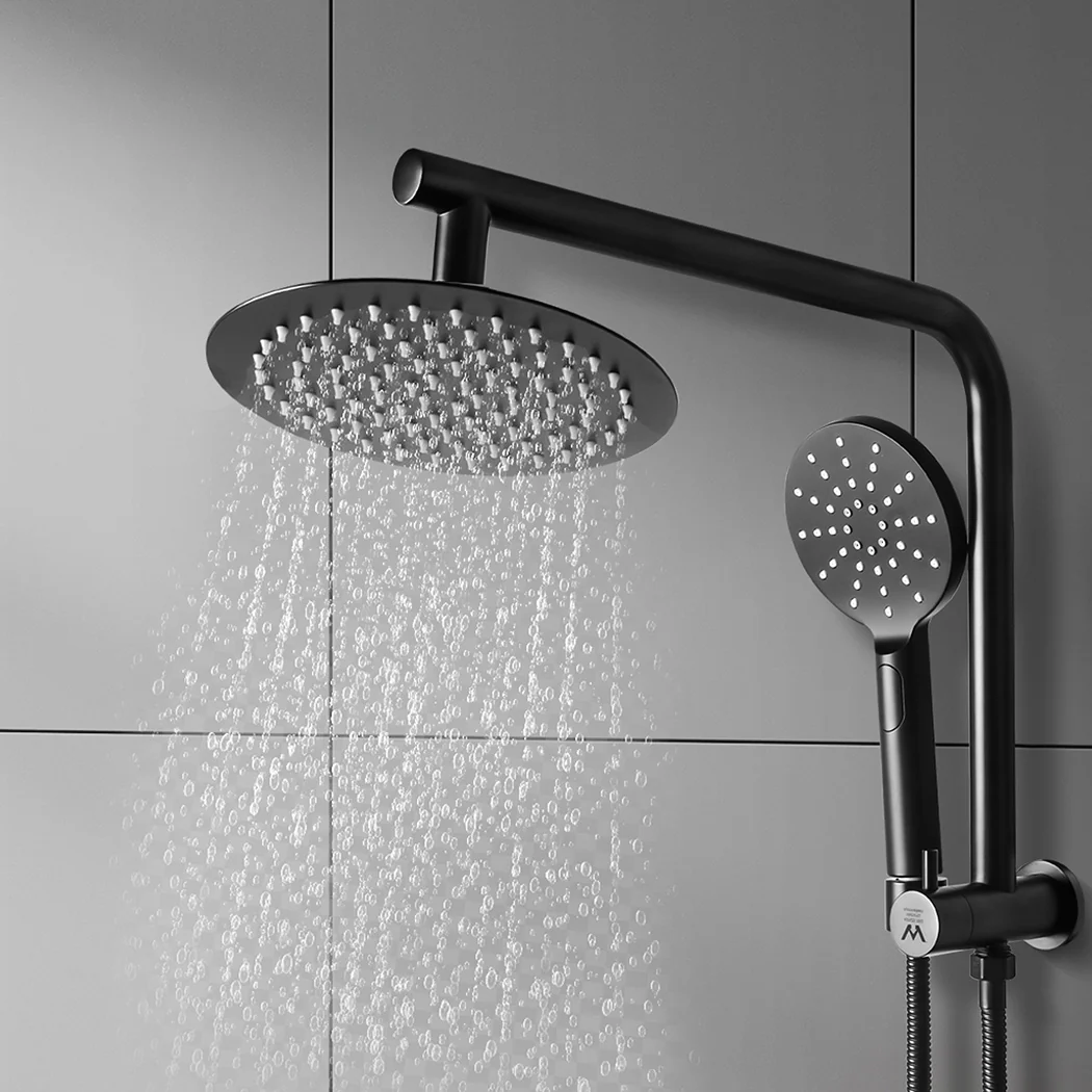 Shower Head High Pressure Set Rain Round Black - Image 6