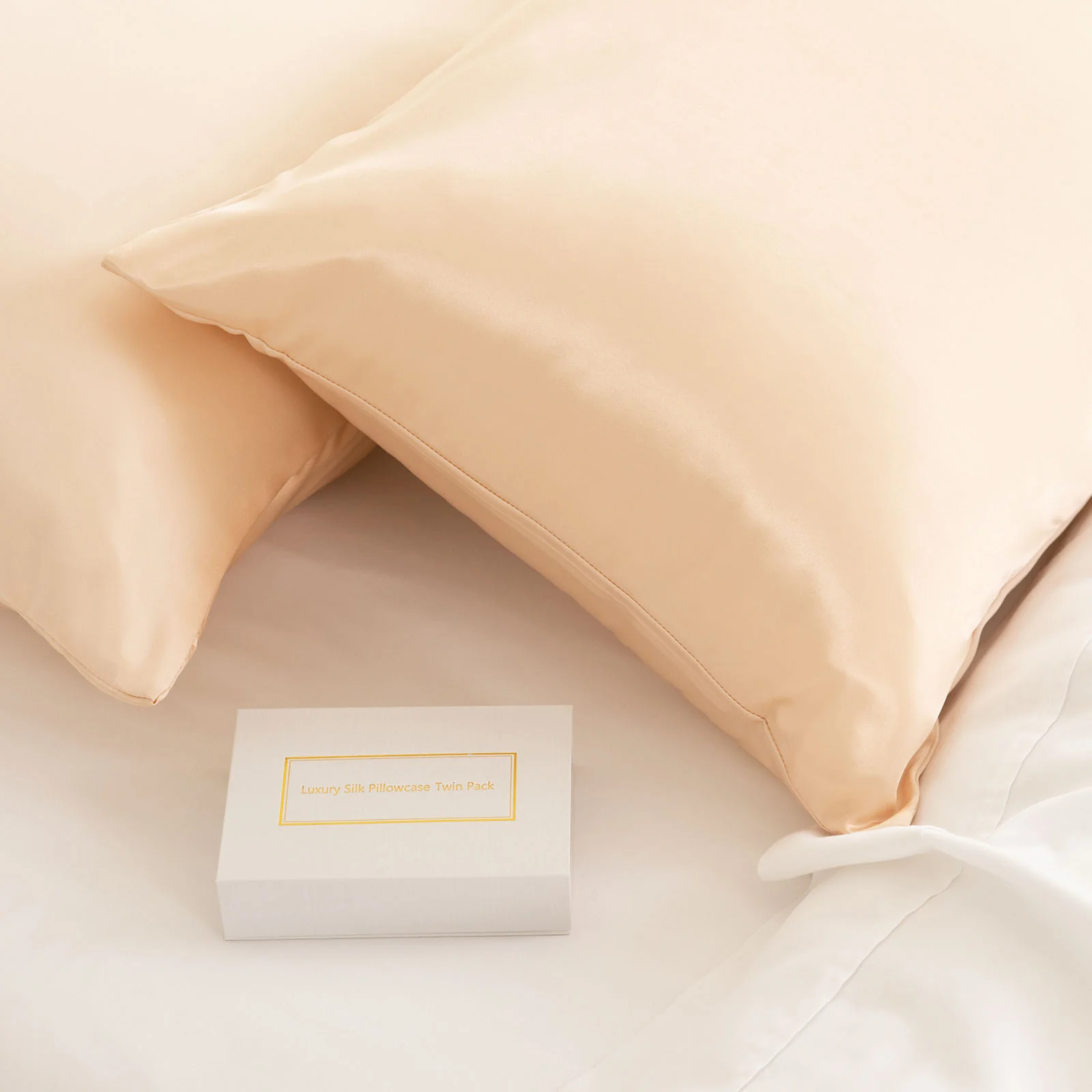 SILK PILLOW CASE TWIN PACK - SIZE: 51X76CM - Champagne Pink - Image 3