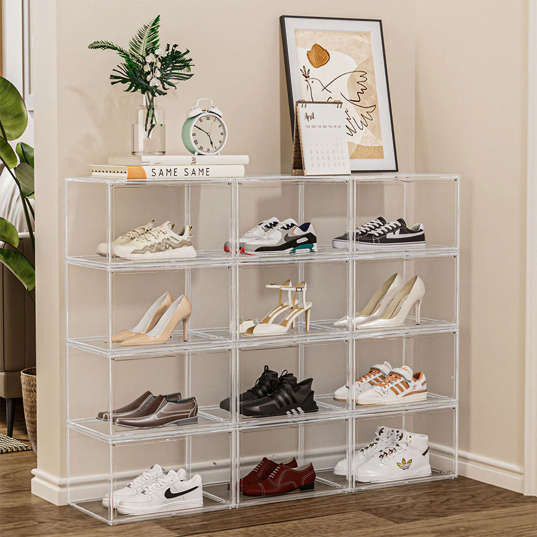 Stacked 6Pc Shoe Box Storage Display Stackable - Image 6
