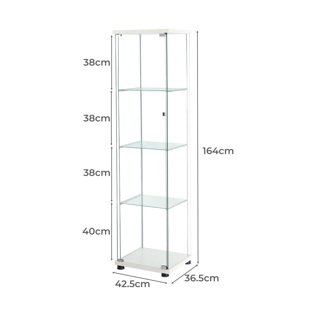 Stacked Display Cabinet Tempered Glass White - Image 2