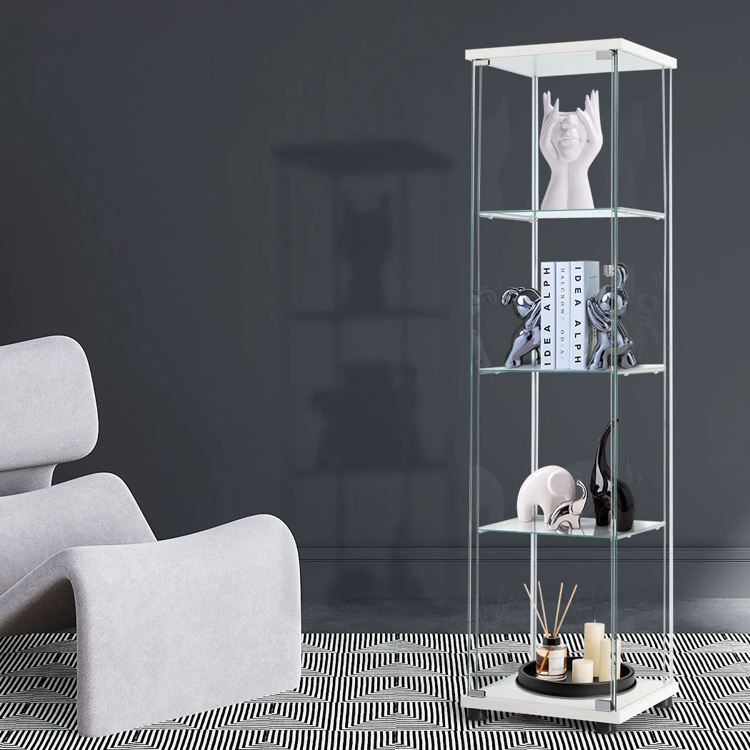 Stacked Display Cabinet Tempered Glass White - Image 6